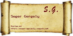 Seger Gergely névjegykártya